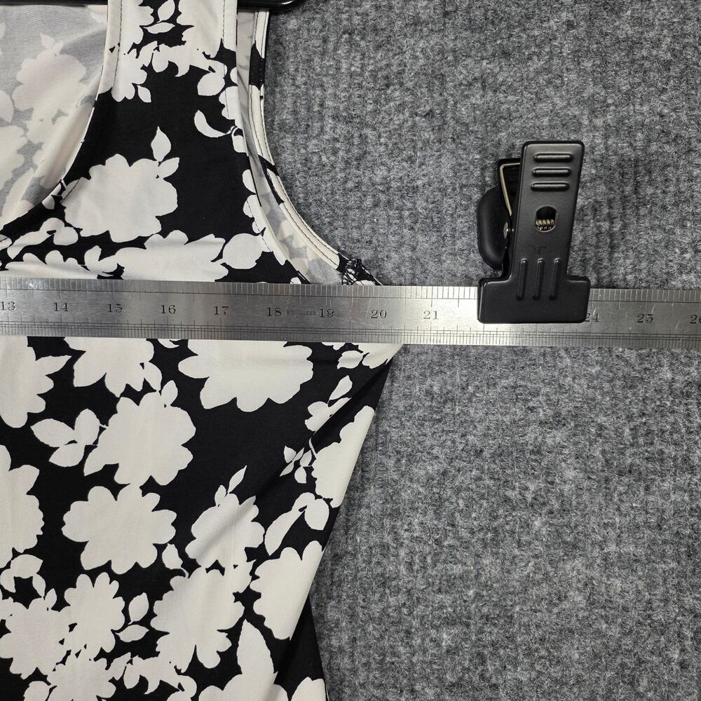 Jessica London Floral Dress Black White Sleeveless Fit Flare L/XL approx - Picture 2 of 6